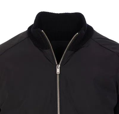 Moose Knuckles Contrast-panel Bomber Jacket In Black