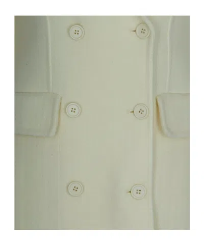 P.a.r.o.s.h Butter Double-breasted Coat In White