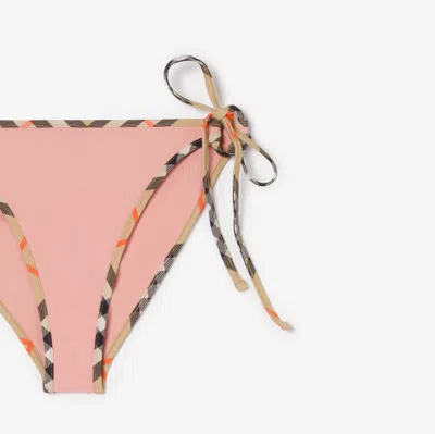 Burberry Women Bikini Bottoms With Checked Edges In Pink