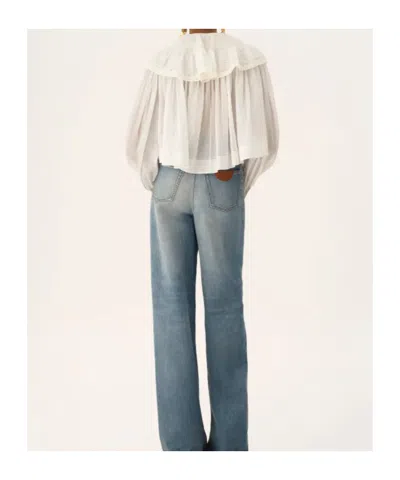 Chloé Milk Cotton Voile And Lace Ruffled Cropped Top In White