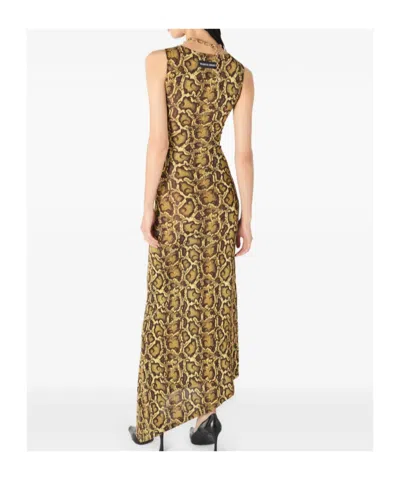 Marine Serre Python-print Asymmetrical Dress In Green