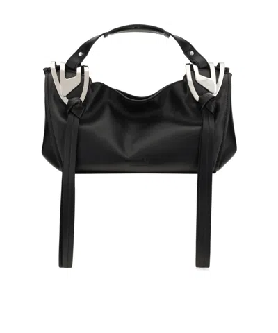 Diesel Leather Knot D Structured Handbag Top Handle In Black