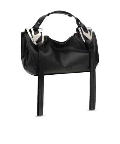 Diesel Leather Knot D Structured Handbag Top Handle In Black