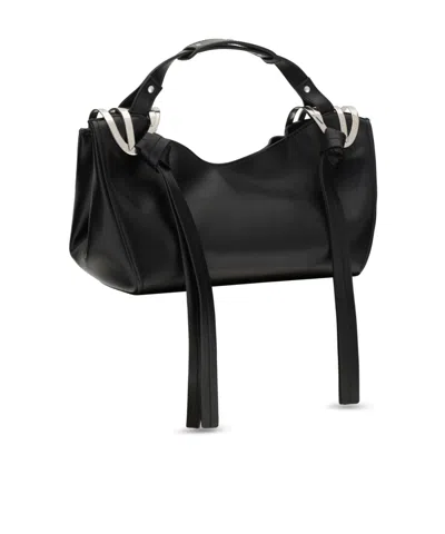Diesel Leather Knot D Structured Handbag Top Handle In Black