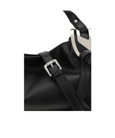 Diesel Leather Knot D Structured Handbag Top Handle In Black