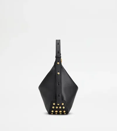 Tod's Metal Dots Mini Leather Shoulder Bag In Black