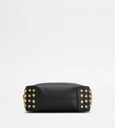 Tod's Metal Dots Mini Leather Shoulder Bag In Black