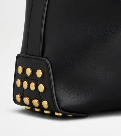 Tod's Metal Dots Mini Leather Shoulder Bag In Black