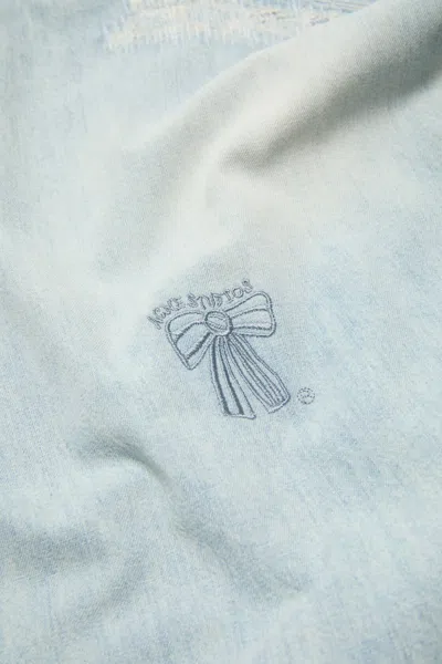 Acne Studios Distressed Embroidered Shirt In Blue