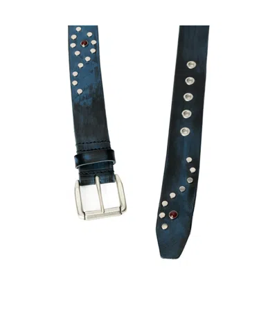 Our Legacy Vortex Leather Belt In Blue