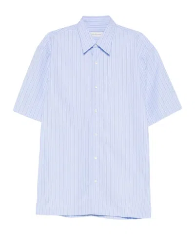 Dries Van Noten Neutral Cassidye Relaxed Pinstripe Cotton Shirt In Blue