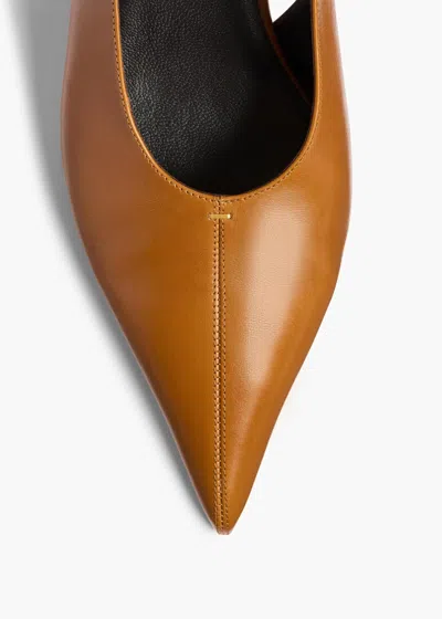 Khaite Bella 55 18kt Gold-plated Leather Slingback Pumps In Brown