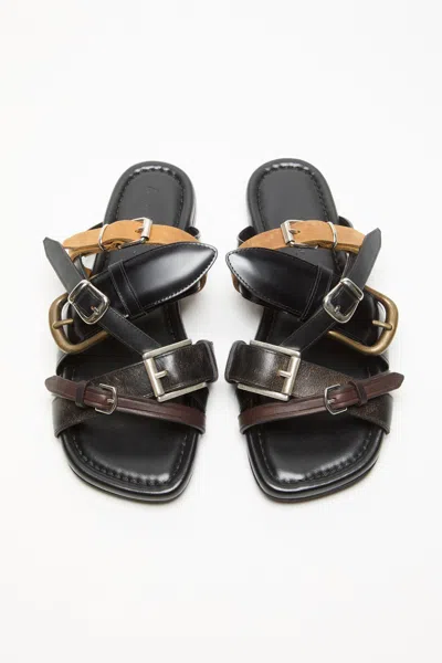 Acne Studios Leather Belts Strap Sandals In Black