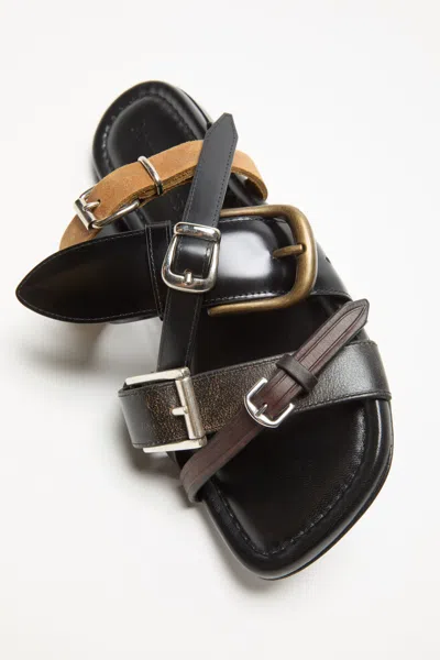 Acne Studios Leather Belts Strap Sandals In Black
