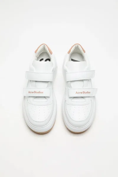 Acne Studios Touch-strap Leather Sneakers In White