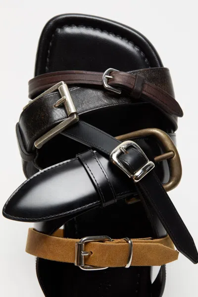 Acne Studios Leather Belts Strap Sandals In Black