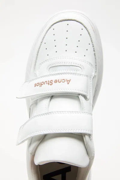 Acne Studios Touch-strap Leather Sneakers In White