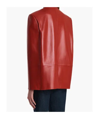Khaite Dolso Single-breasted Leather Cape Jacket In Red