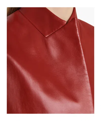 Khaite Dolso Single-breasted Leather Cape Jacket In Red