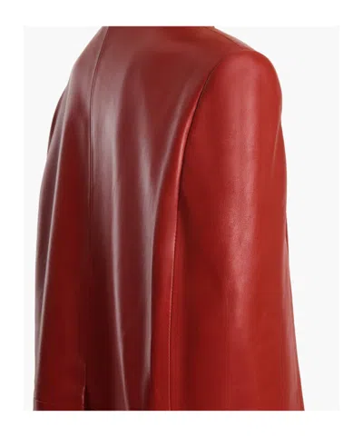 Khaite Dolso Single-breasted Leather Cape Jacket In Red