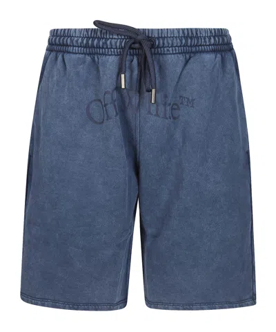 Off-white Dawstring Cotton Shorts In Blue