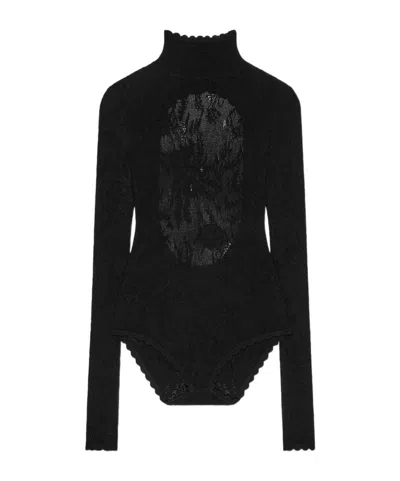 Givenchy Open-back Lace Turtleneck Bodysuit In Pink