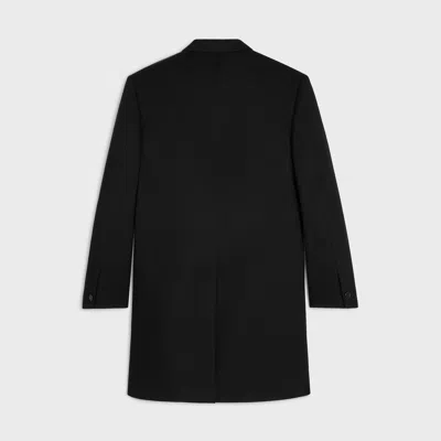 Celine Double-breasted Coat In Wool Cloth In Black