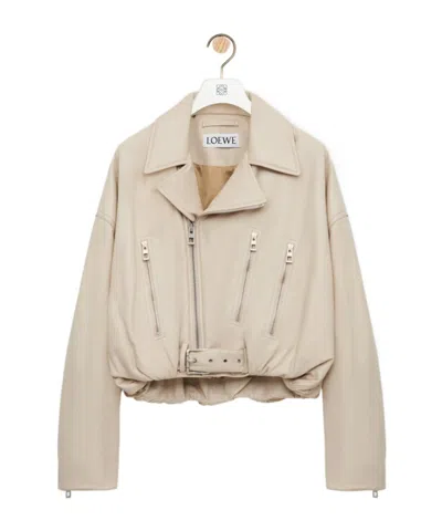 Loewe Zips Belted Biker Jacket In Brown
