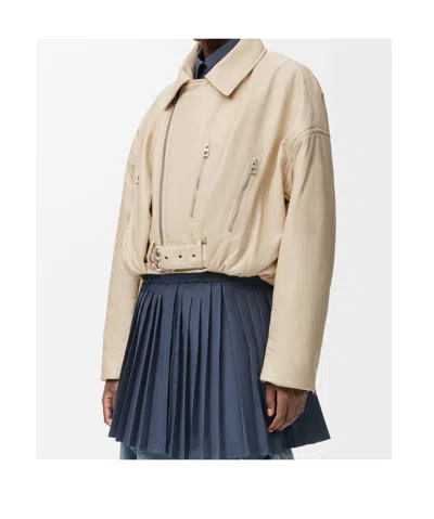Loewe Zips Belted Biker Jacket In Brown