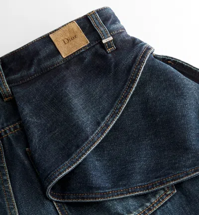 Dior Draped Flared Jeans In Blue