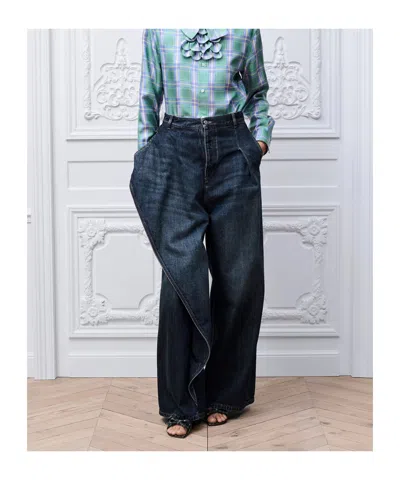 Dior Draped Flared Jeans In Blue