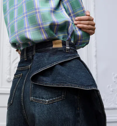 Dior Draped Flared Jeans In Blue