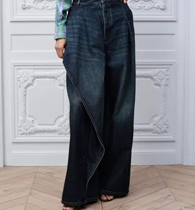 Dior Draped Flared Jeans In Blue