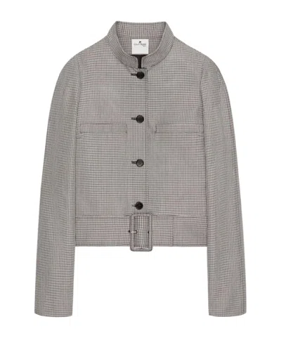 Courrèges Buckle Houndstooth-pattern Jacket In Metallic