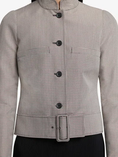 Courrèges Buckle Houndstooth-pattern Jacket In Metallic