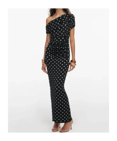 Self-portrait Polka-dot Asymmetric Maxi Dress In Multi