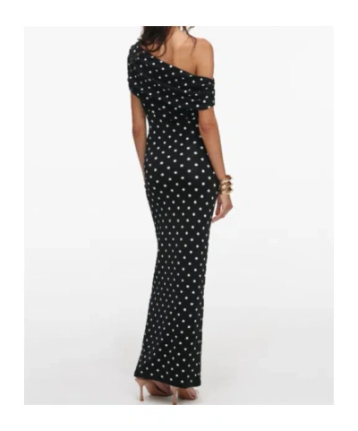 Self-portrait Polka-dot Asymmetric Maxi Dress In Multi