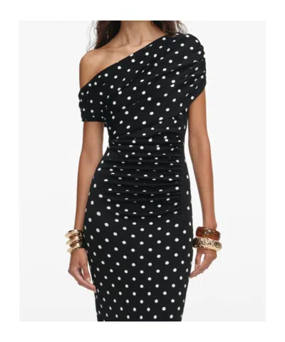Self-portrait Polka-dot Asymmetric Maxi Dress In Multi