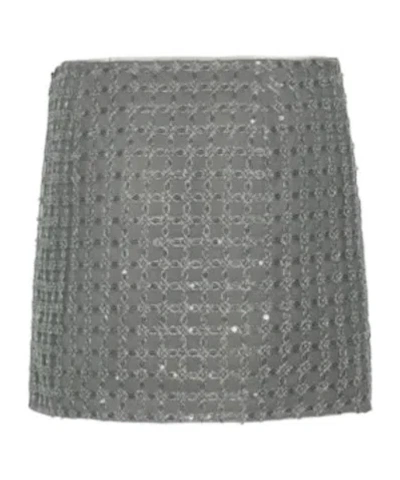 Rotate Birger Christensen Beaded Mini Skirt With Strass And Side Zip Closure In Multi