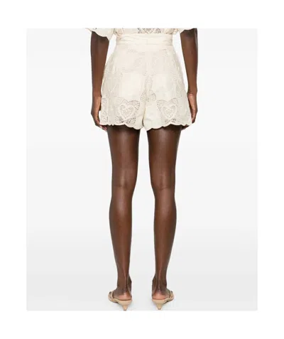 Zimmermann Wanderlust Crocheted Embroidered Cotton-blend Shorts In Gold