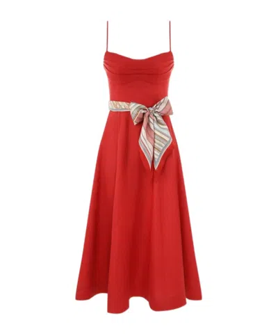 Zimmermann Womens Red Rebellion Tuck Shoulder-straps Linen Midi Dress Xs