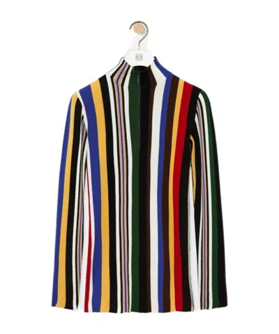 Loewe Women Multicolour Striped Ribbed Top, S Luxury Tops For Women Darveys In Orange