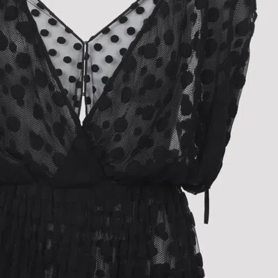 Dries Van Noten Ruffled Polka-dot Cotton-blend Mesh Midi Dress In Black