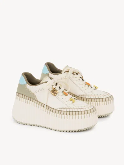 Chloé Nama Platform Wedge Sneaker In Neutral
