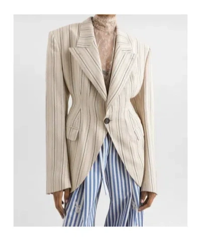 Dolce & Gabbana Dolce  Gabbana Regimental Pinstriped Single-breasted Jacket In Neutral