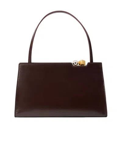 Jacquemus Rectangular Clutch Bag Detachable Strap Handle In Burgundy