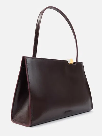 Jacquemus Rectangular Clutch Bag Detachable Strap Handle In Burgundy