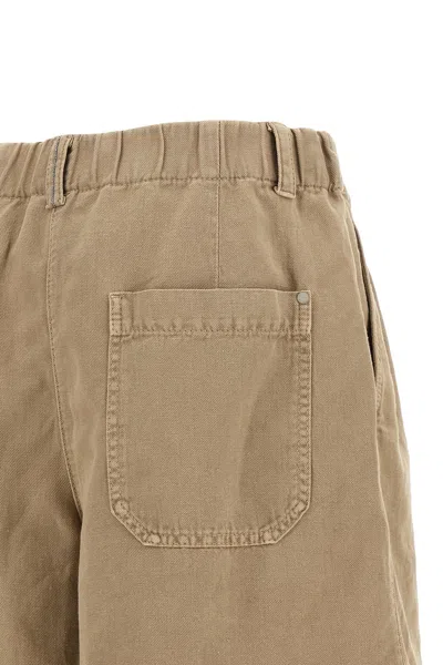 Brunello Cucinelli Baggy Shorts Pleated Front Belt Loops Pockets In Brown