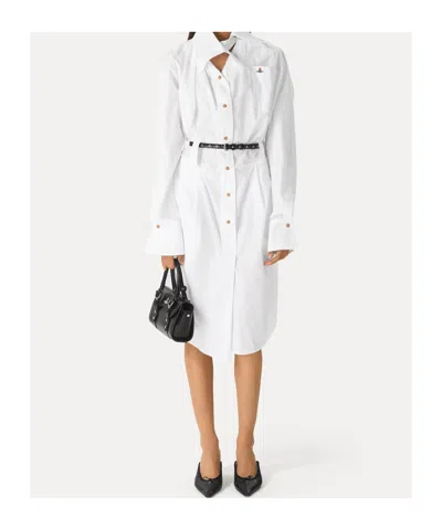 Vivienne Westwood Drunken Shirt Dress Compact Poplin White 48 Women
