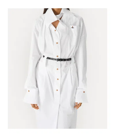 Vivienne Westwood Drunken Shirt Dress Compact Poplin White 48 Women